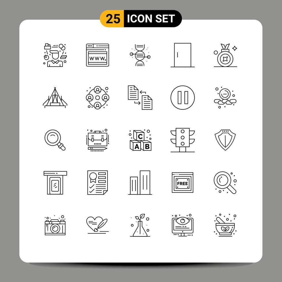 25 Universal Line Signs Symbols of award badge home appliances adn home door Editable Vector Design Elements