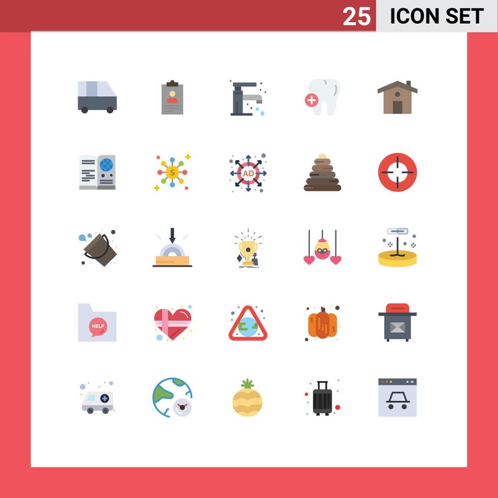 conjunto de 25 iconos modernos de la interfaz de usuario signos de símbolos para los elementos de diseño vectorial editables del grifo médico cv del diente de la casa vector