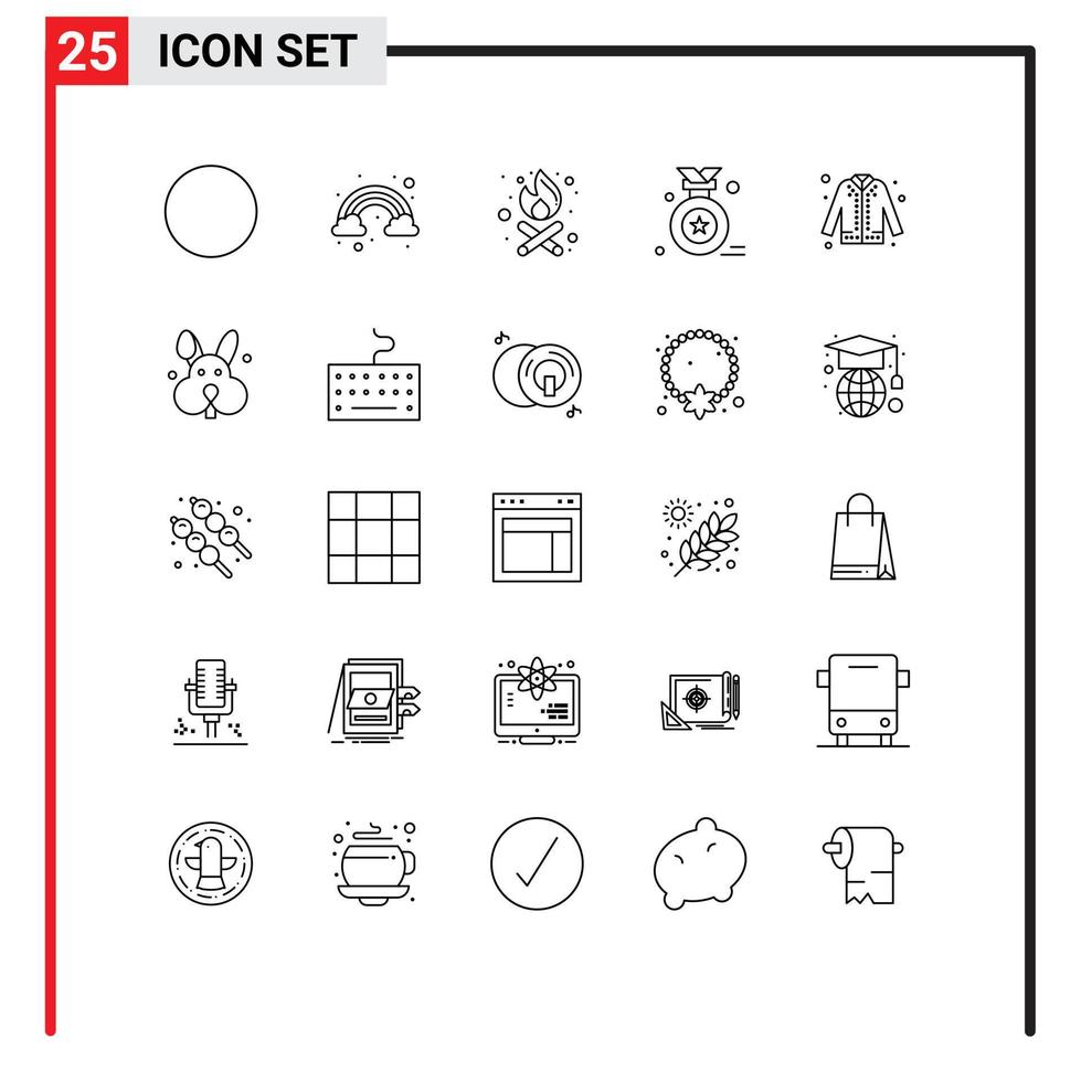 25 Creative Icons Modern Signs and Symbols of easter eid award shopping coat Editable Vector Design Elements