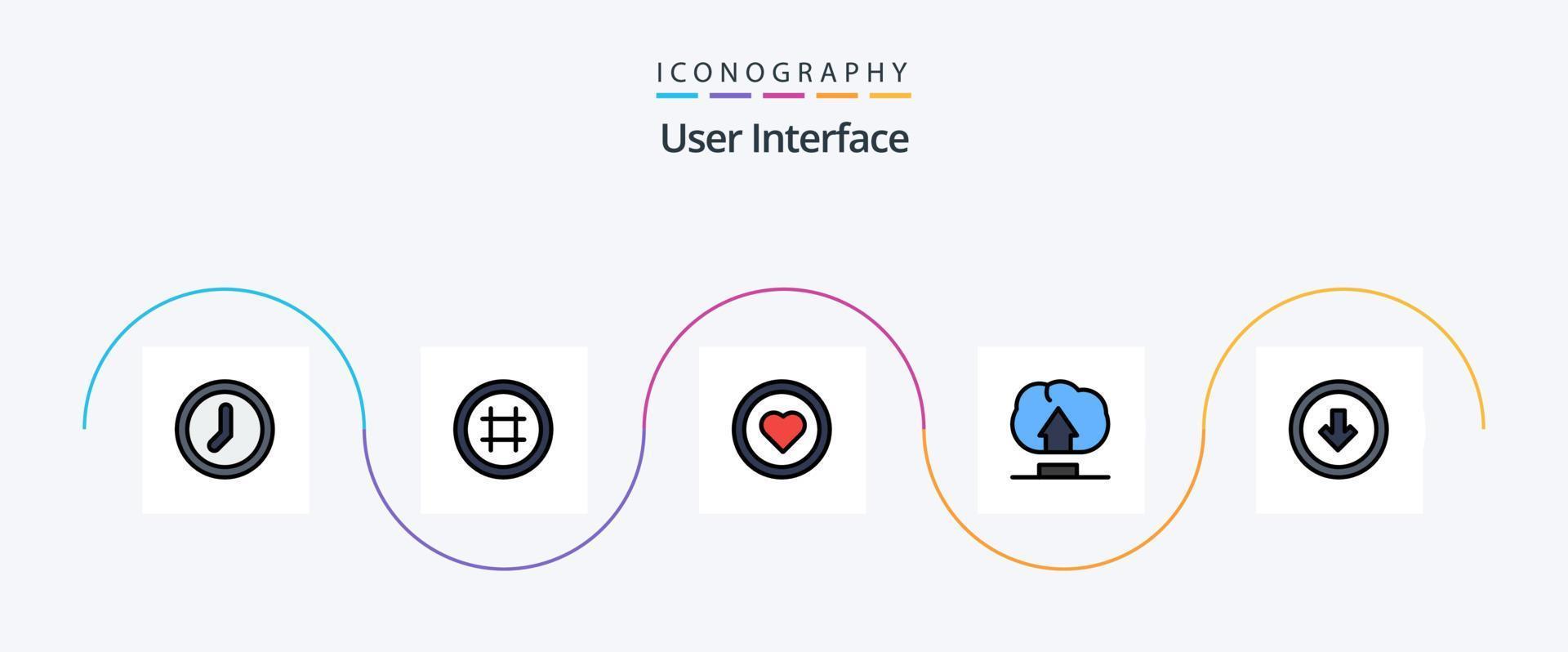 User Interface Line Filled Flat 5 Icon Pack Including user. arrow. interface. user. interface vector