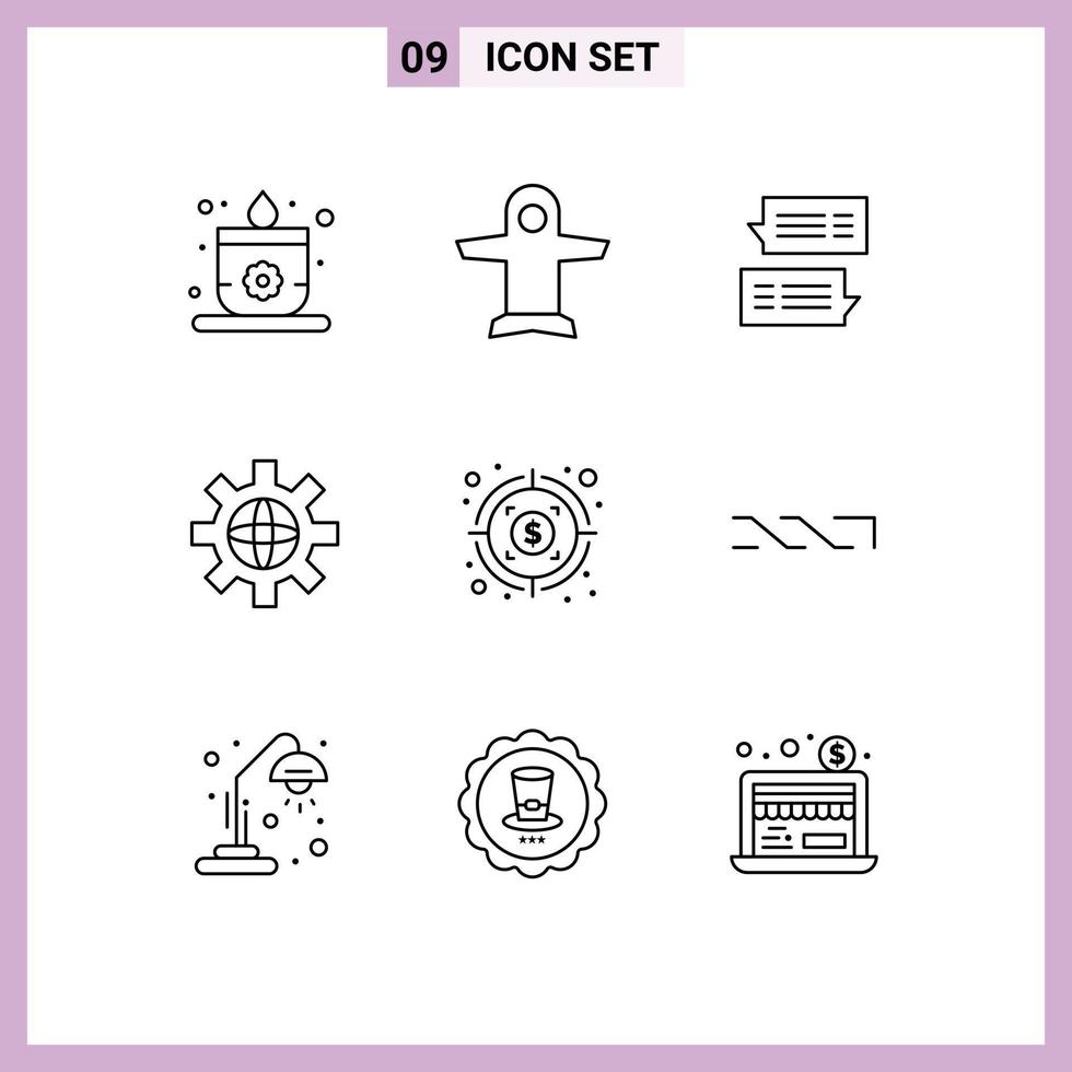 9 Outline concept for Websites Mobile and Apps profit technical bubble setting world Editable Vector Design Elements