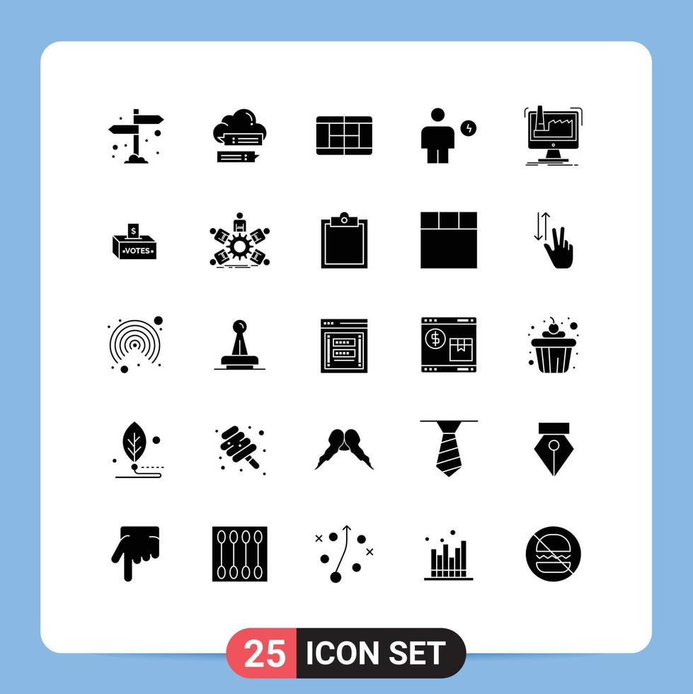 Universal Icon Symbols Group of 25 Modern Solid Glyphs of factory human messages energy body Editable Vector Design Elements