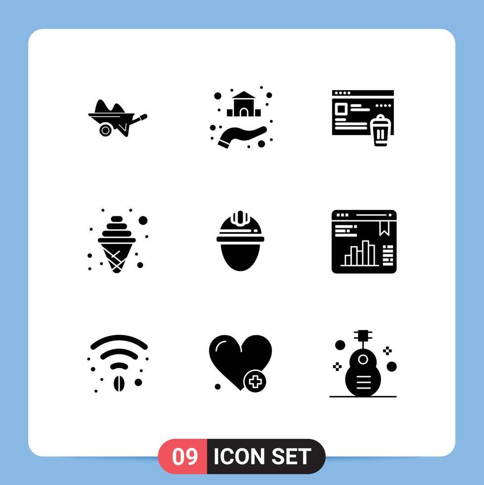 9 Solid Glyph concept for Websites Mobile and Apps party cream property craving been Editable Vector Design Elements