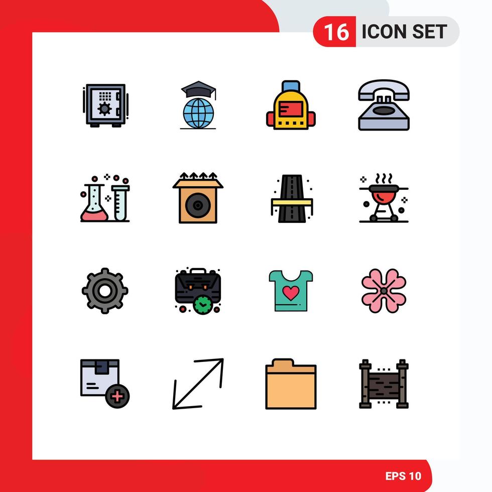 Stock Vector Icon Pack of 16 Line Signs and Symbols for acid contact us graduation contact call Editable Creative Vector Design Elements