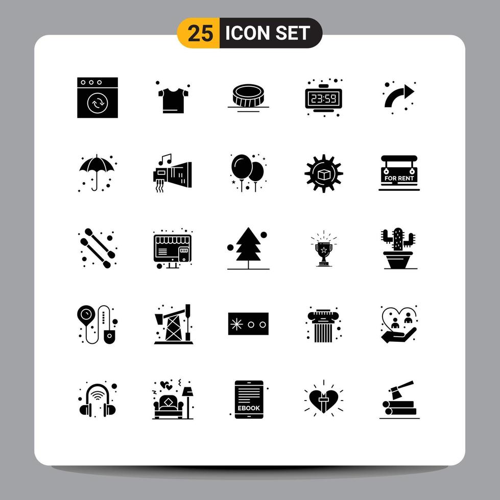 Group of 25 Solid Glyphs Signs and Symbols for right arrows money arrow time Editable Vector Design Elements