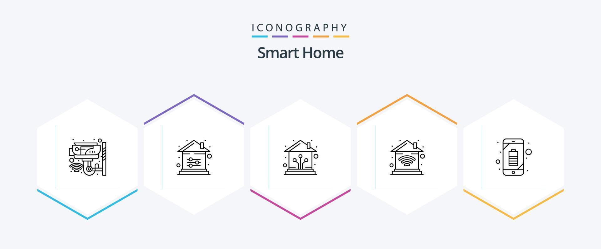 paquete de iconos de 25 líneas de casa inteligente que incluye wifi. propiedad. configuración. hogar. elegante vector