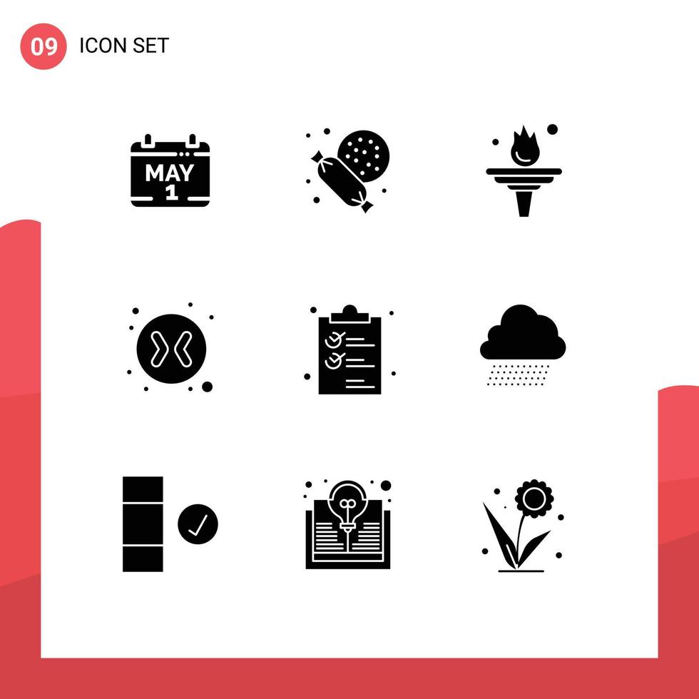 9 User Interface Solid Glyph Pack of modern Signs and Symbols of list clipper education clip change arrows Editable Vector Design Elements