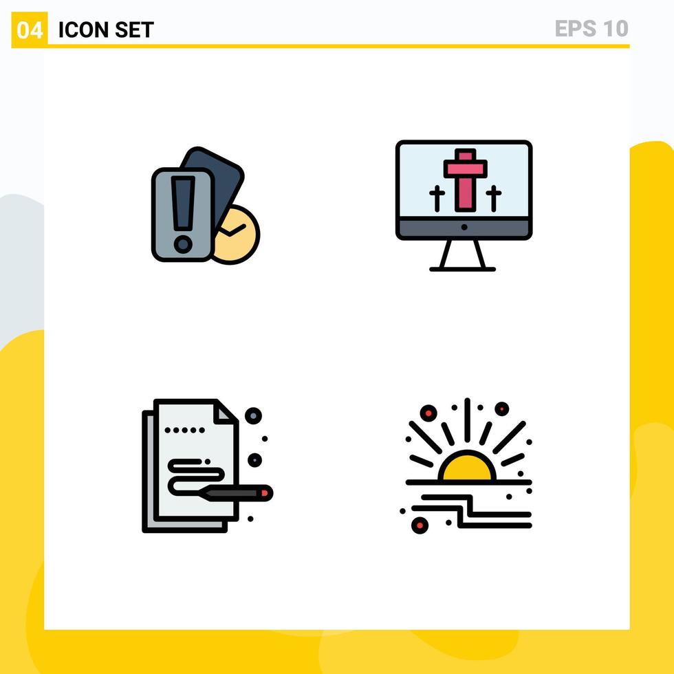 Universal Icon Symbols Group of 4 Modern Filledline Flat Colors of card paint referee easter pen Editable Vector Design Elements