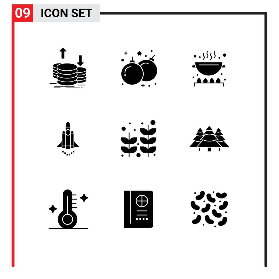 Modern Set of 9 Solid Glyphs Pictograph of beach marketing play launching pan Editable Vector Design Elements