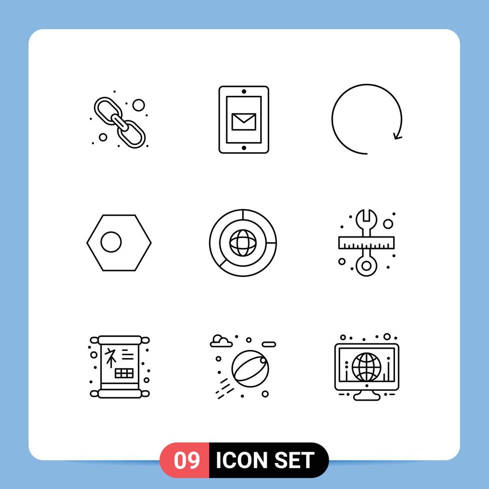 Set of 9 Vector Outlines on Grid for coin flag arrow country bangla Editable Vector Design Elements