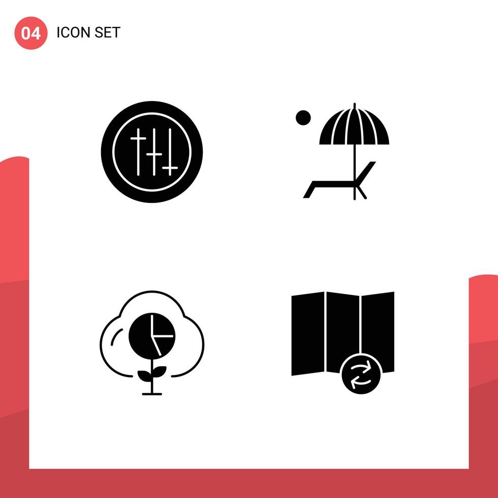 4 Thematic Vector Solid Glyphs and Editable Symbols of options data beanch enjoy graph Editable Vector Design Elements