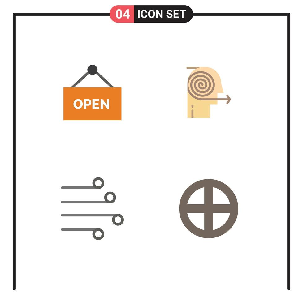 4 Flat Icon concept for Websites Mobile and Apps open blow focusing solutions focus weather Editable Vector Design Elements