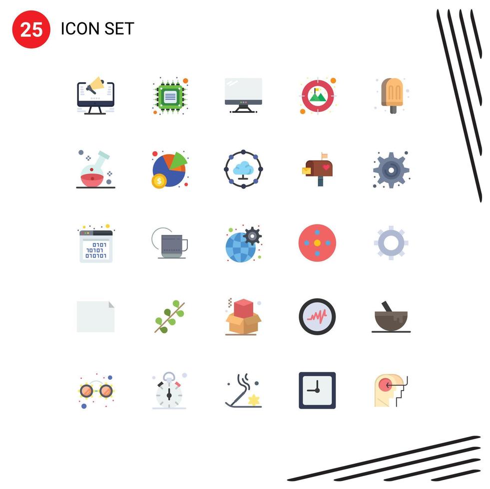 Pack of 25 creative Flat Colors of target focus smart pc device Editable Vector Design Elements