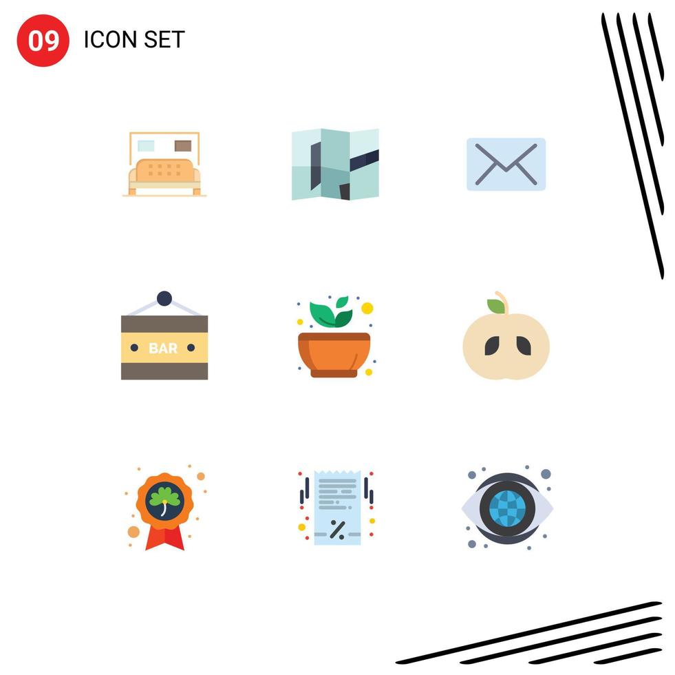 conjunto de 9 iconos de interfaz de usuario modernos signos de símbolos para molienda tranquila comida y bebida barra de bebidas elementos de diseño vectorial editables vector