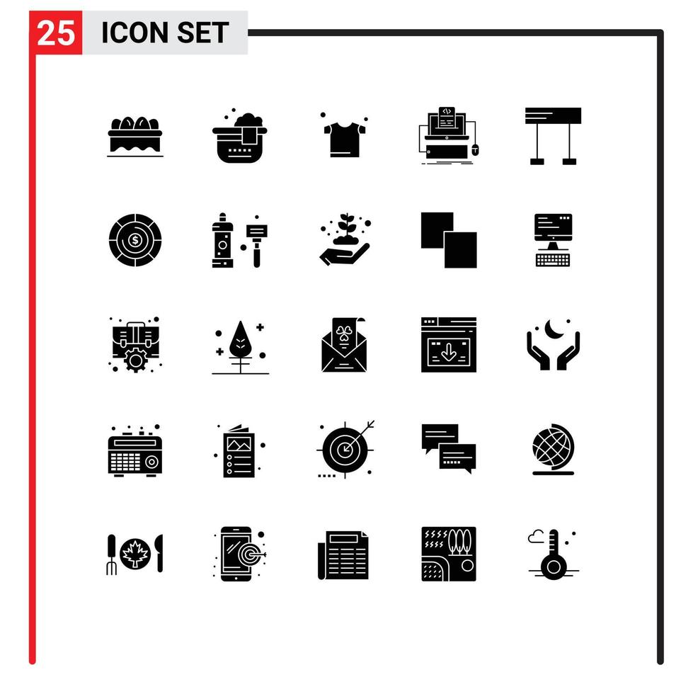 Set of 25 Modern UI Icons Symbols Signs for sport line shirt finish monoblock Editable Vector Design Elements