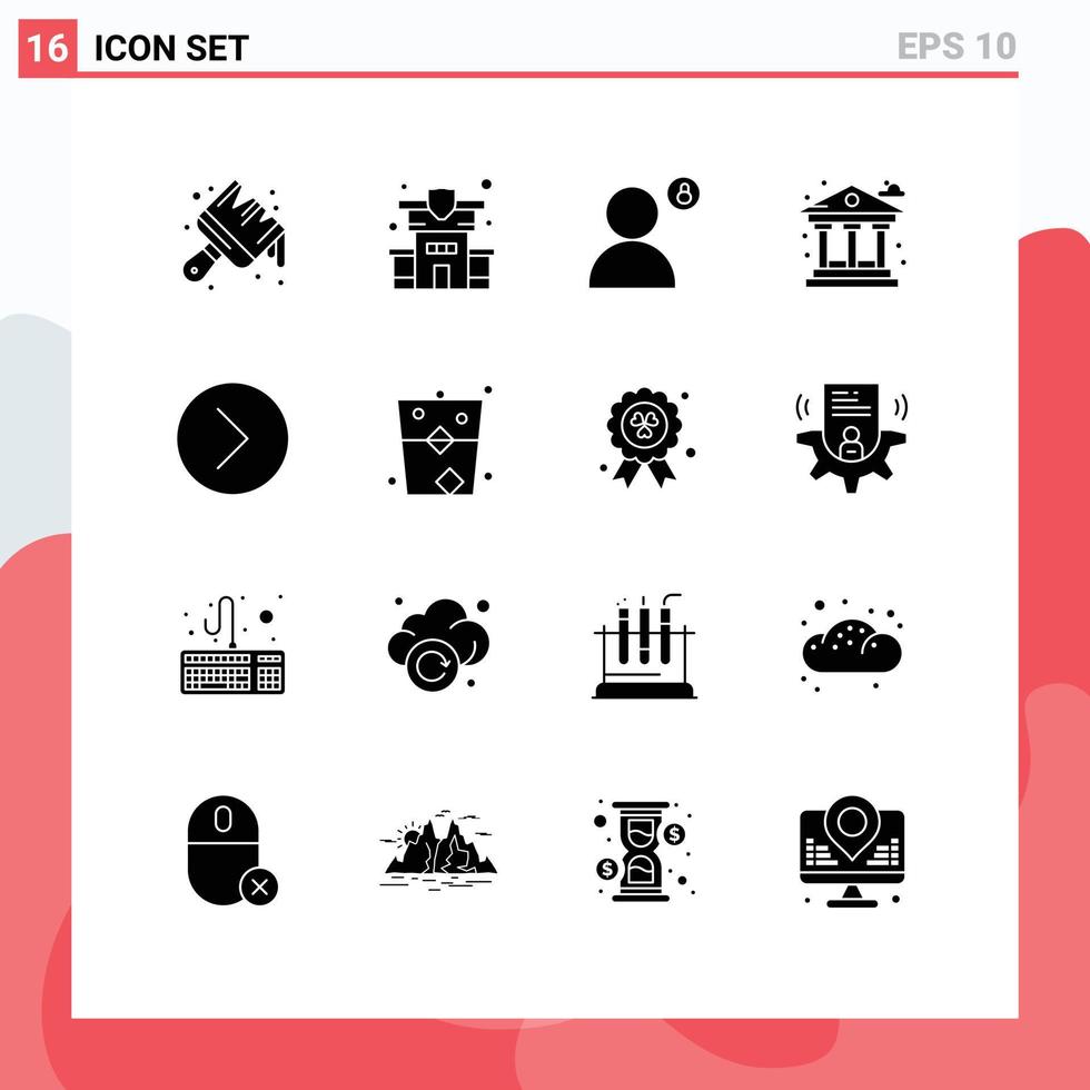 16 iconos creativos signos y símbolos modernos de medios dinero candado banco ciudad elementos de diseño vectorial editables vector