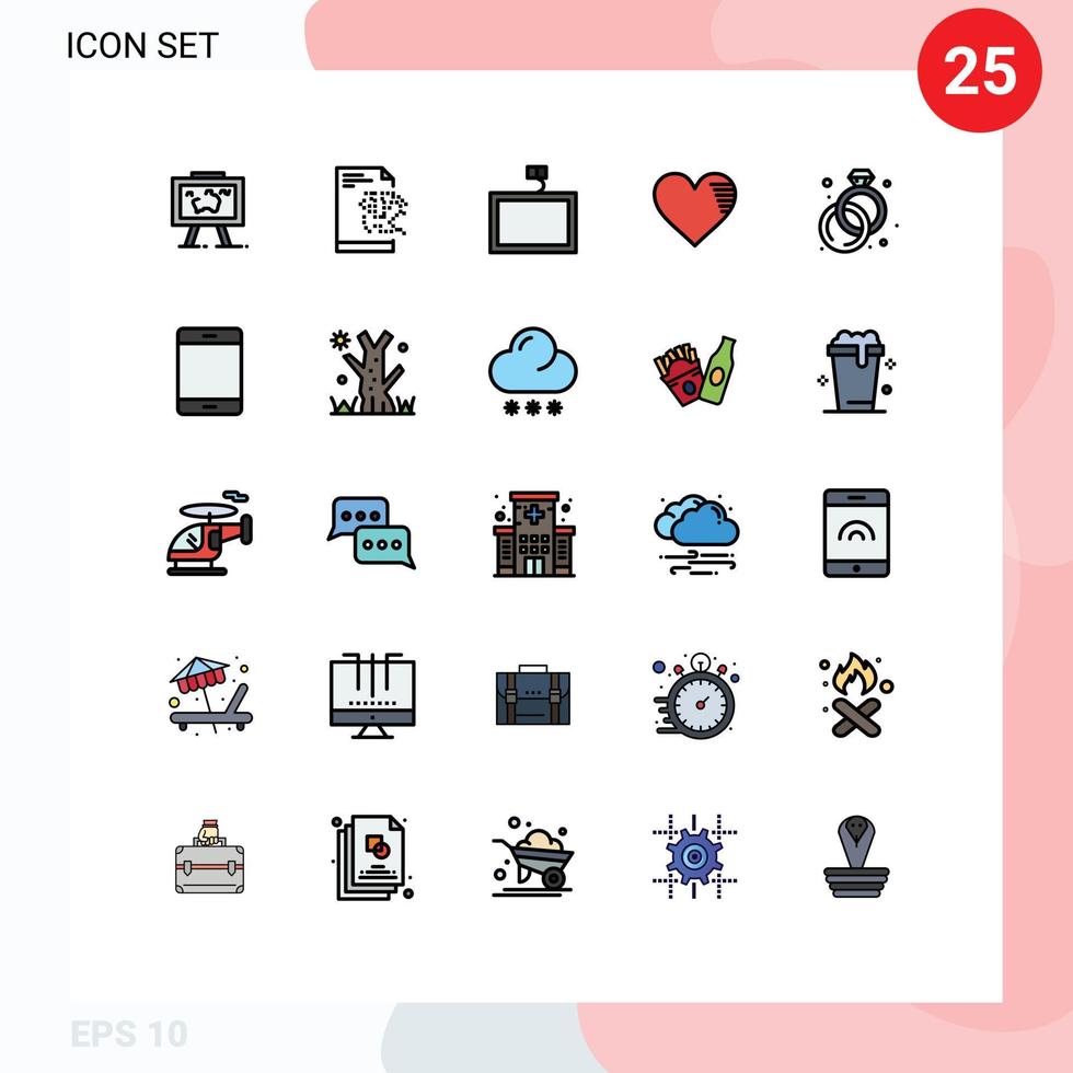 25 Creative Icons Modern Signs and Symbols of jewelry report mount favorite love Editable Vector Design Elements