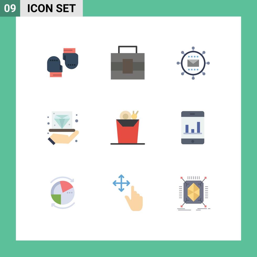 9 Creative Icons Modern Signs and Symbols of noodle hold mail hand business Editable Vector Design Elements