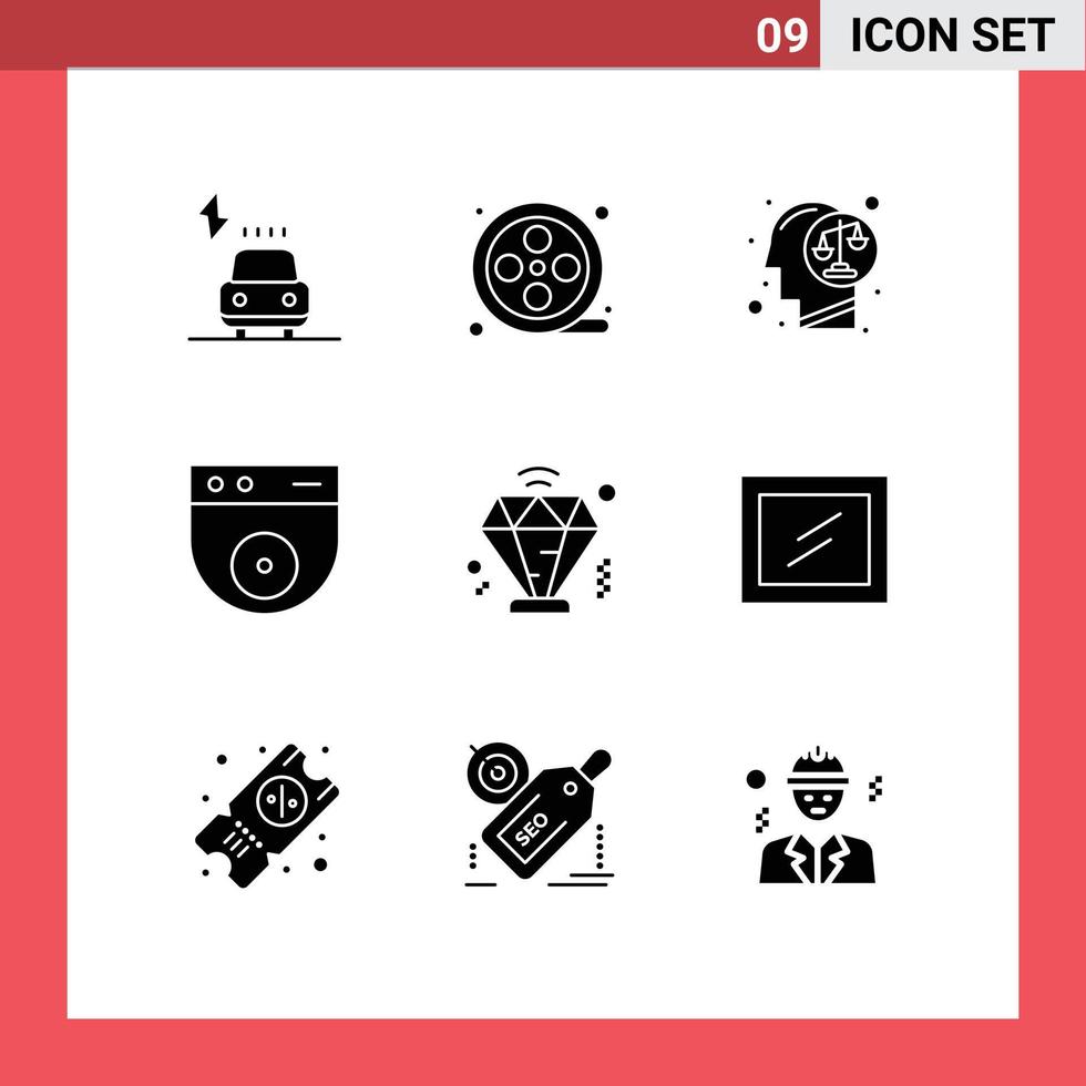 Pictogram Set of 9 Simple Solid Glyphs of membership business decision security cam Editable Vector Design Elements