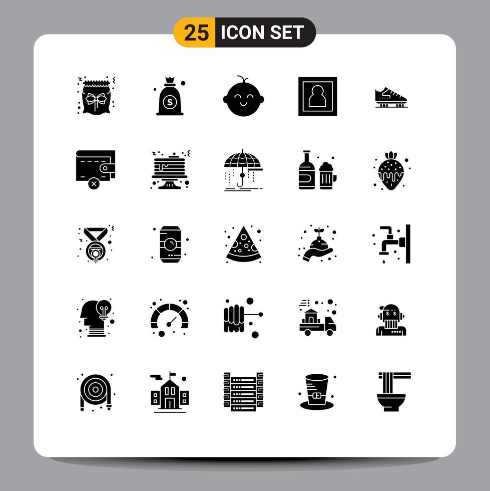 Set of 25 Modern UI Icons Symbols Signs for skates ice child boot photography Editable Vector Design Elements