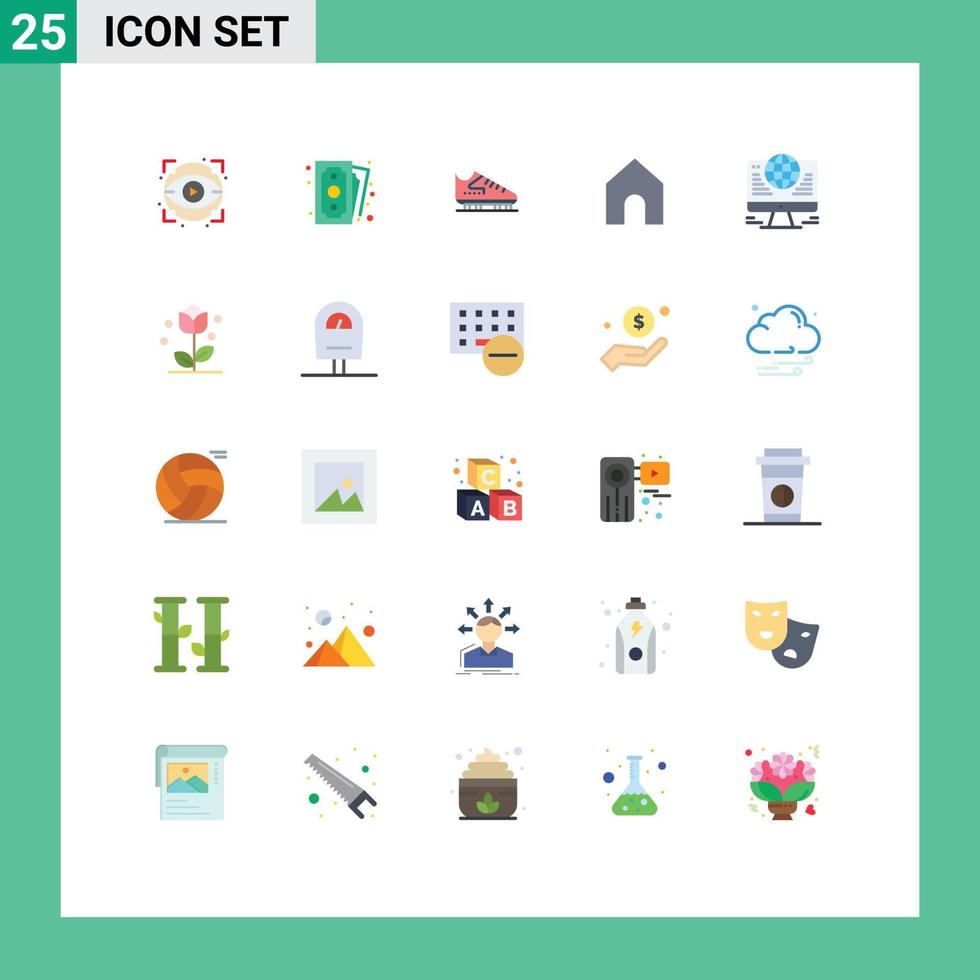 Flat Color Pack of 25 Universal Symbols of connection interface boot instagram skating Editable Vector Design Elements