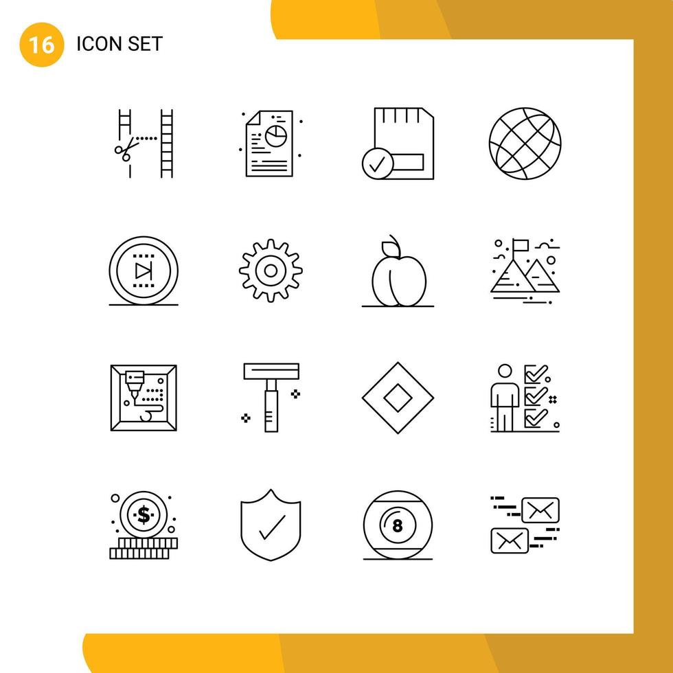 Outline Pack of 16 Universal Symbols of movie earth computers contact us communication Editable Vector Design Elements