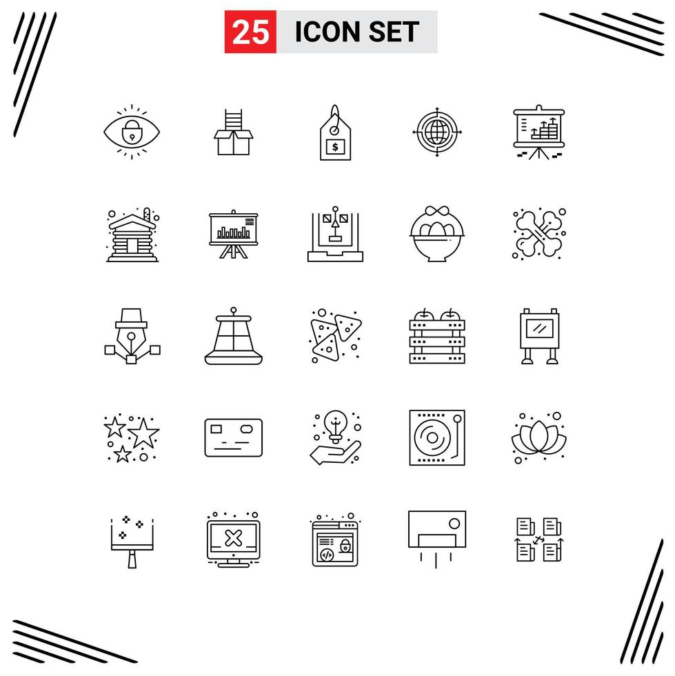 25 Line concept for Websites Mobile and Apps chart connected tag target globe Editable Vector Design Elements
