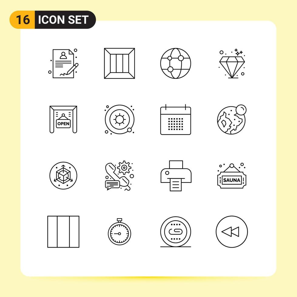 Mobile Interface Outline Set of 16 Pictograms of shop ecommerce business investment diamond Editable Vector Design Elements
