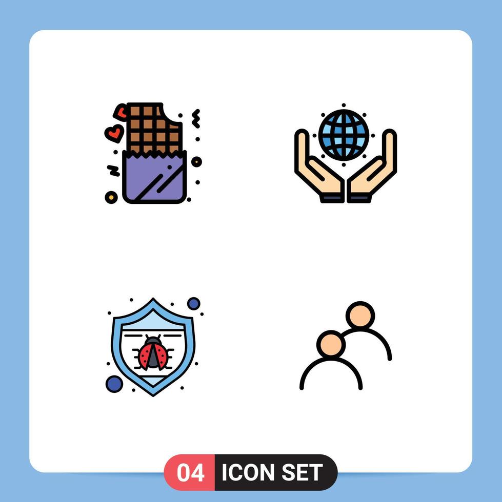 paquete de iconos vectoriales de stock de 4 signos y símbolos de línea para chocolate seo romance save the world bug elementos de diseño vectorial editables vector