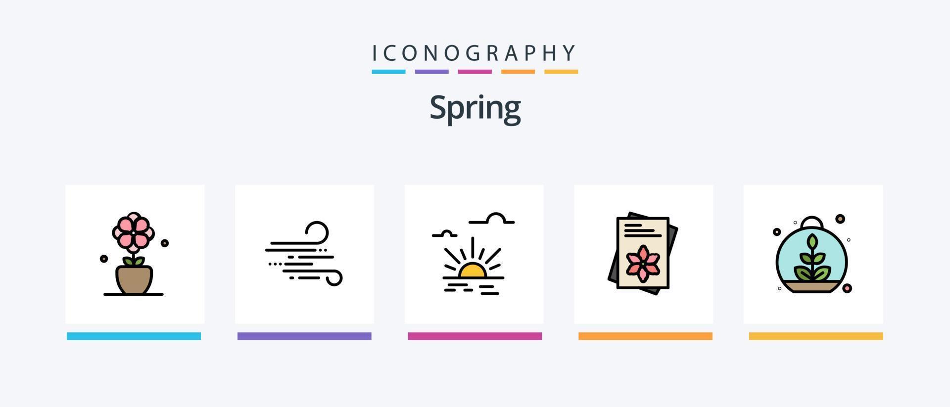 Spring Line Filled 5 Icon Pack Including anemone. nature. blow. flower. flora. Creative Icons Design vector