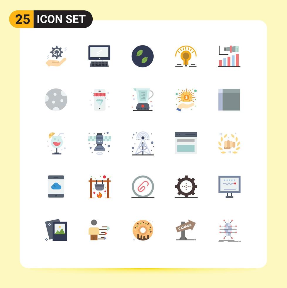Modern Set of 25 Flat Colors Pictograph of tips light imac bulb leaves Editable Vector Design Elements