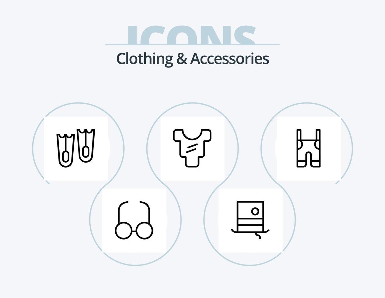 paquete de iconos de línea de ropa y accesorios 5 diseño de iconos. pantalones. tirantes. bolsa. bebé. equipaje vector