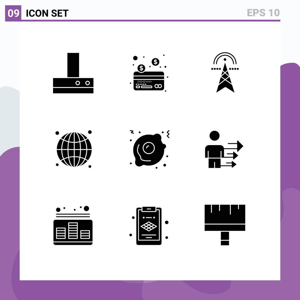 9 Creative Icons Modern Signs and Symbols of food fried egg power web internet Editable Vector Design Elements