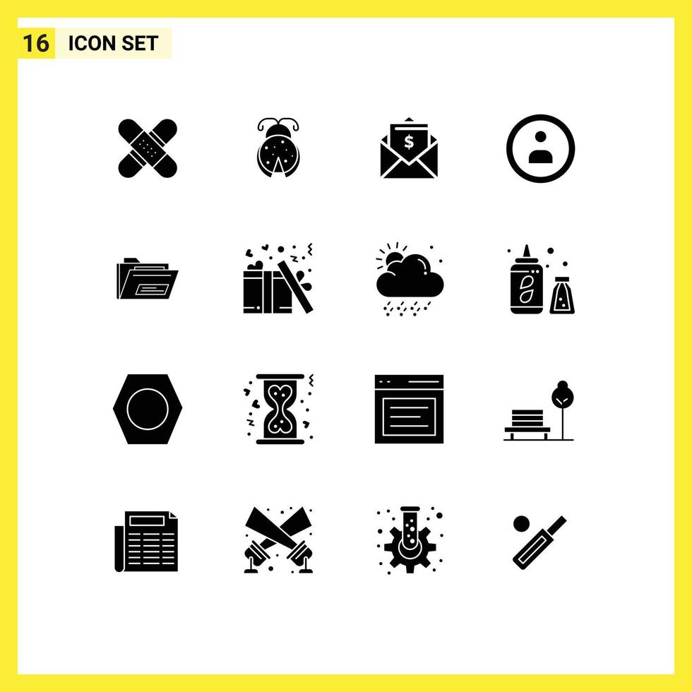 16 Creative Icons Modern Signs and Symbols of folder navigation ladybug interface dollar Editable Vector Design Elements