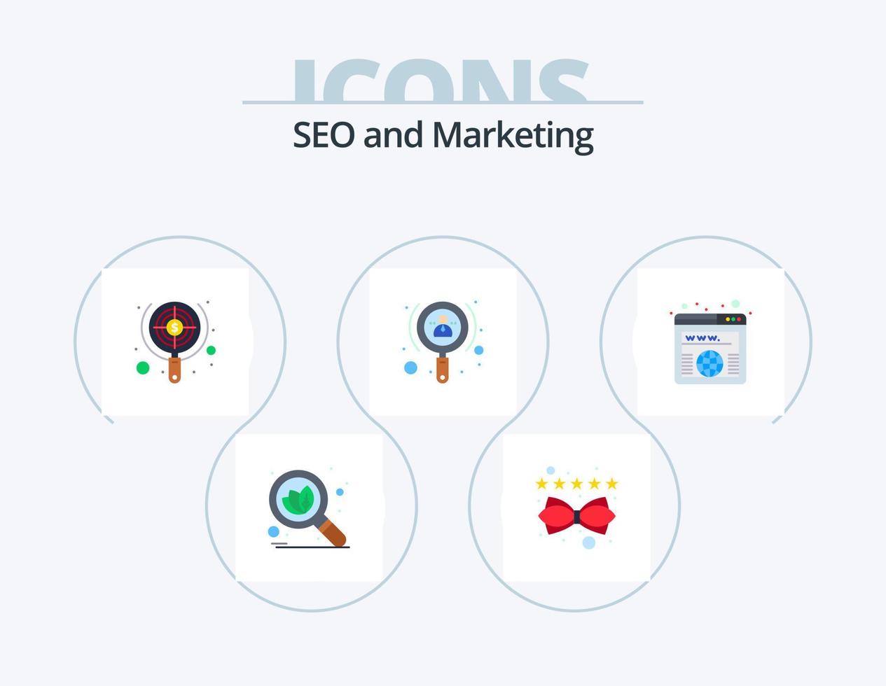 Seo Flat Icon Pack 5 Icon Design. domain. user. seo. investor. growth vector
