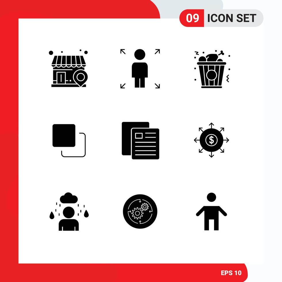 Set of 9 Modern UI Icons Symbols Signs for budget test chicken school stack Editable Vector Design Elements
