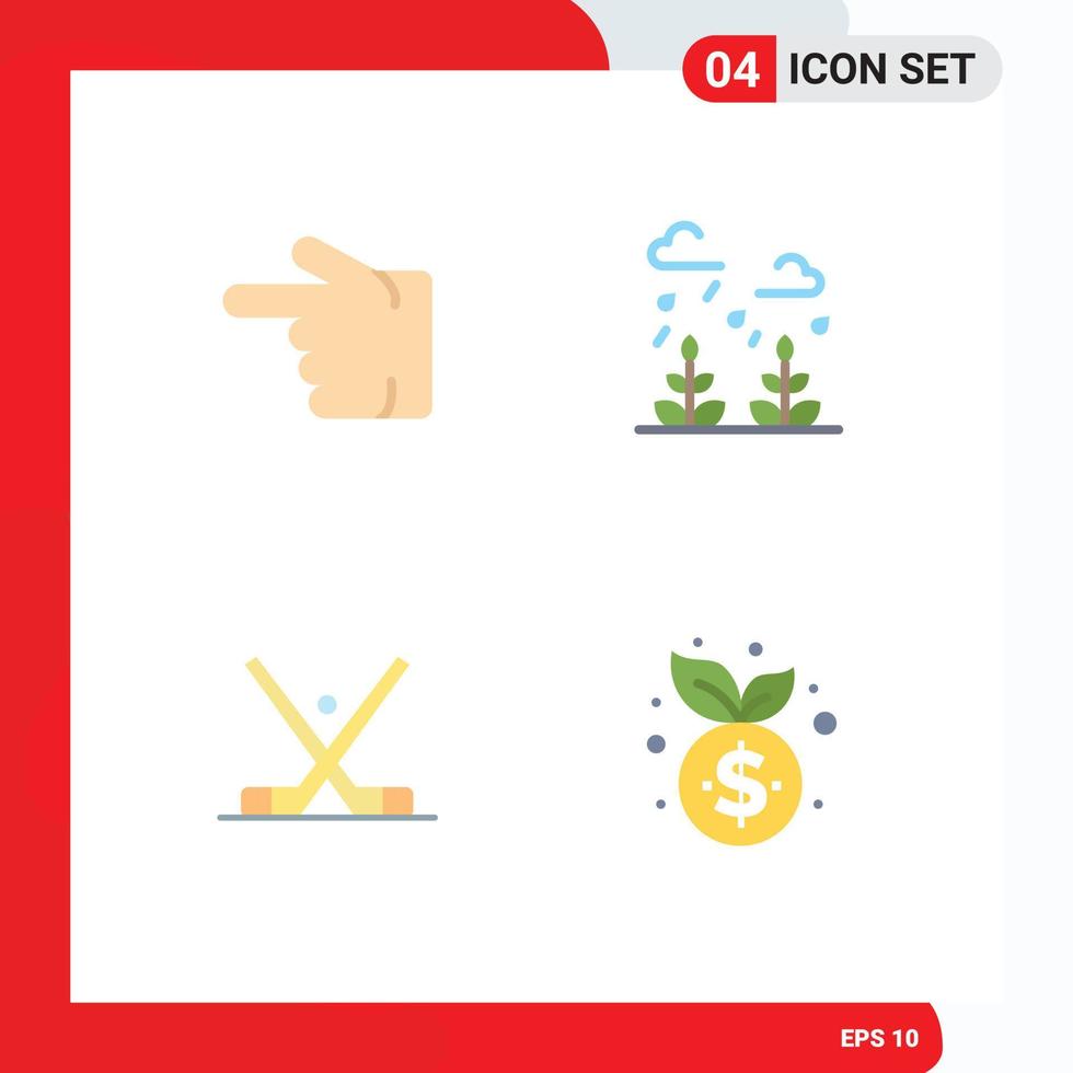 Flat Icon Pack of 4 Universal Symbols of finger hockey left leaf stick Editable Vector Design Elements