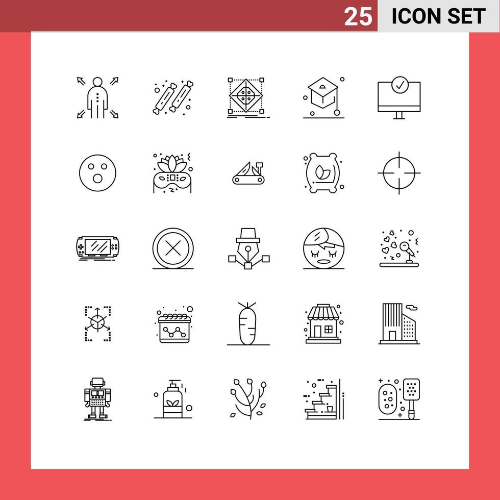 Set of 25 Vector Lines on Grid for computers school architecture graduation preparation Editable Vector Design Elements
