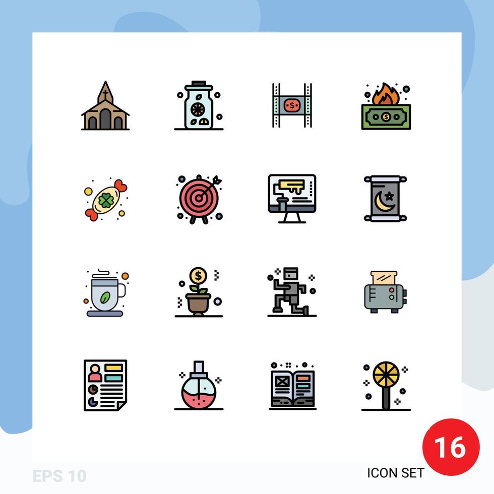 paquete de iconos de vectores de stock de 16 signos y símbolos de línea para celebrar los costos de dinero ingresos elementos de diseño de vectores creativos editables arriesgados