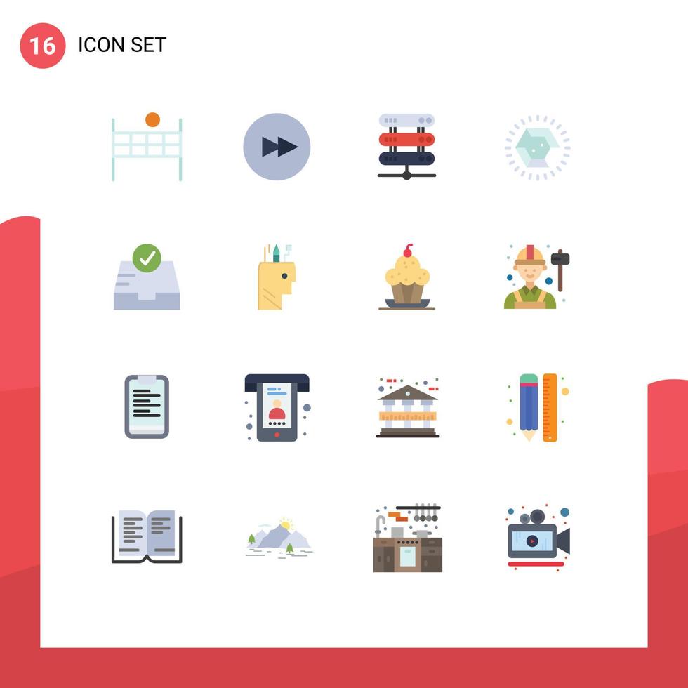 16 Thematic Vector Flat Colors and Editable Symbols of education inbox network check ring Editable Pack of Creative Vector Design Elements
