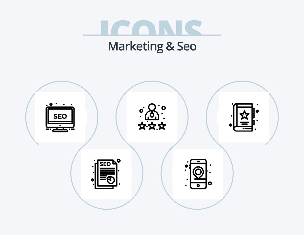 marketing y seo line icon pack 5 diseño de iconos. . SEO ojo de buey página. buscar vector