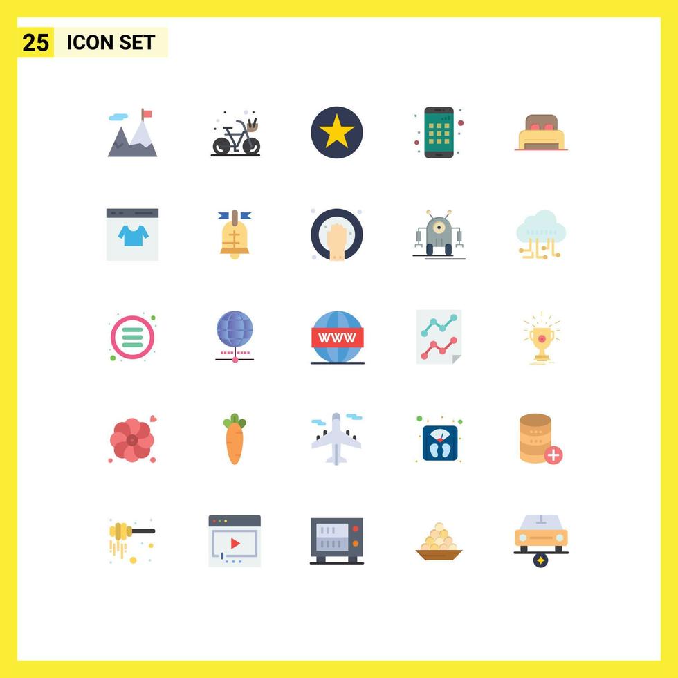 Pack of 25 creative Flat Colors of sleep smartphone badge device star Editable Vector Design Elements