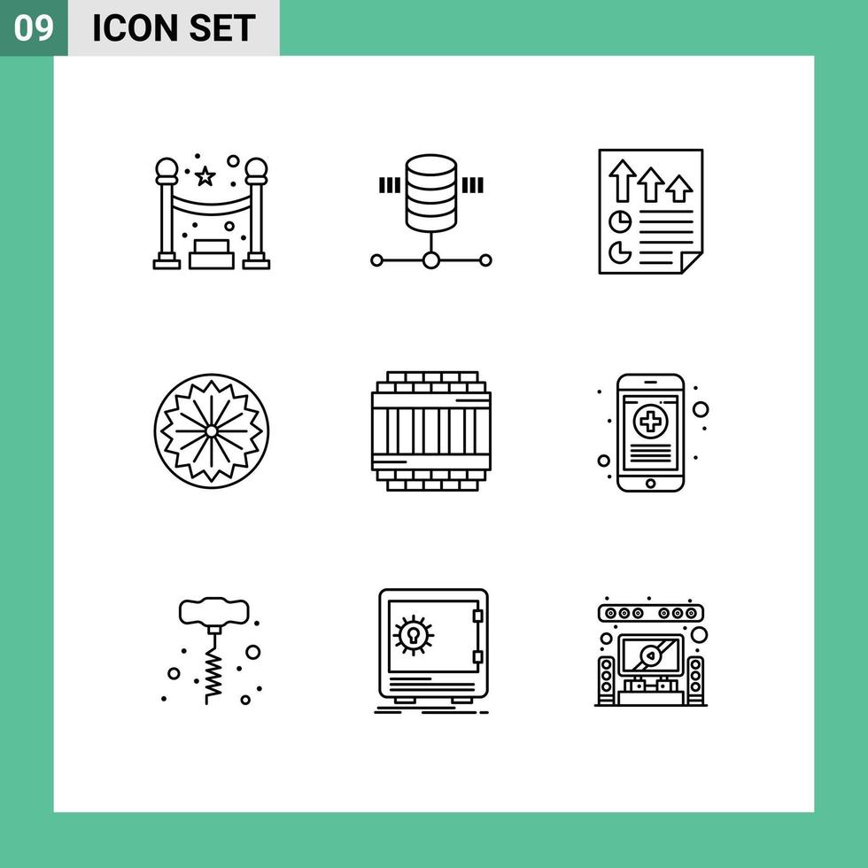 9 Thematic Vector Outlines and Editable Symbols of imprisoned day data sign indian Editable Vector Design Elements