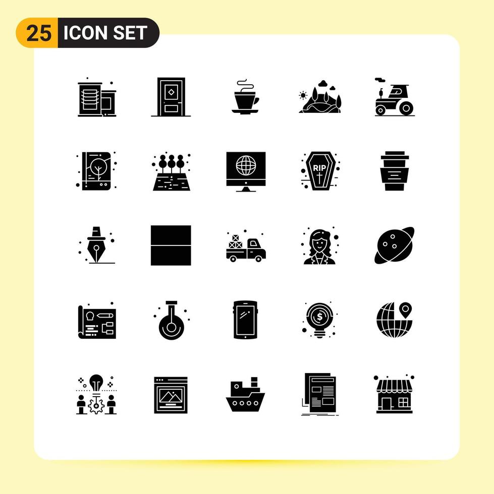 25 Creative Icons Modern Signs and Symbols of tractor tree cup mountain landscape Editable Vector Design Elements