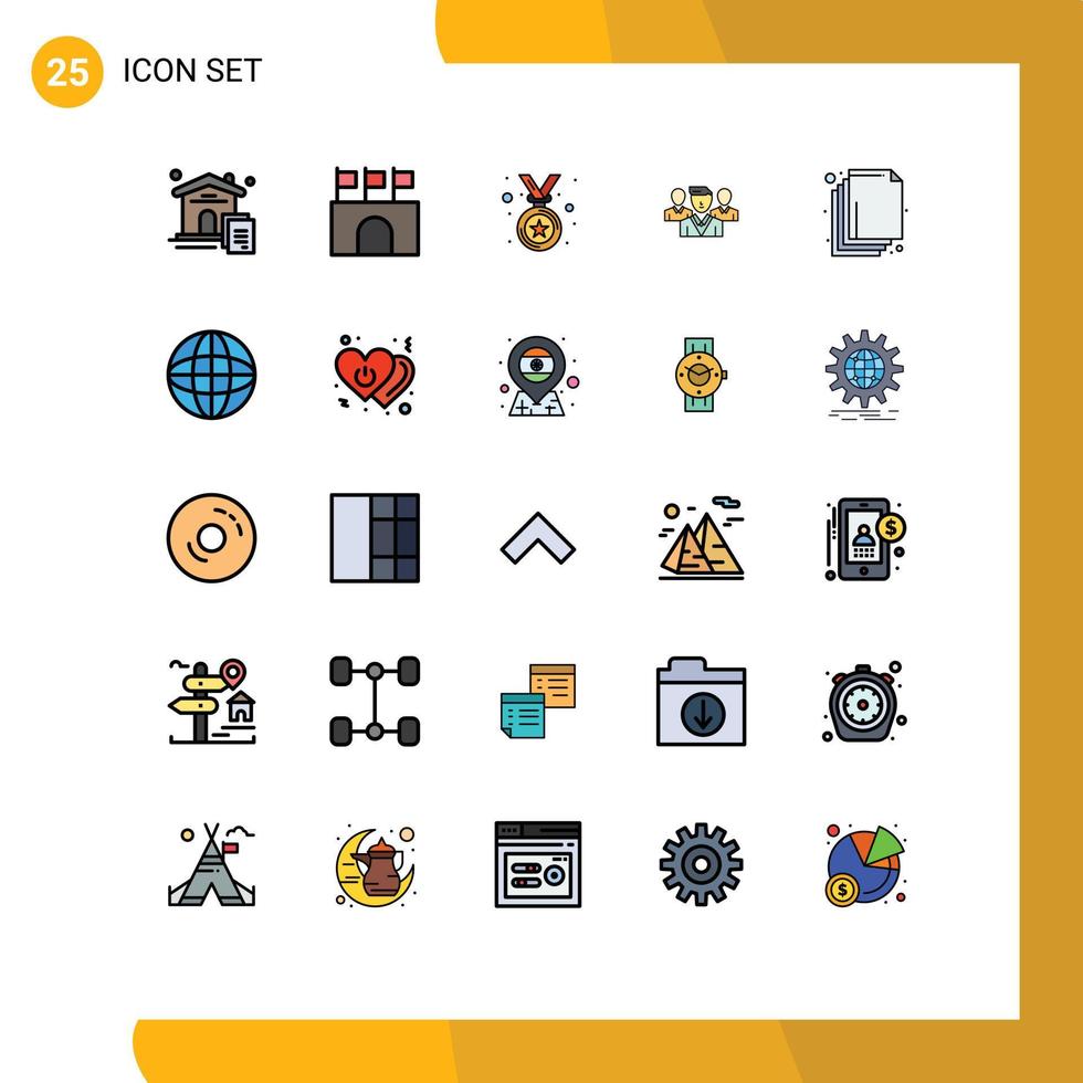 Set of 25 Modern UI Icons Symbols Signs for layer gang stadium friendzone staff Editable Vector Design Elements
