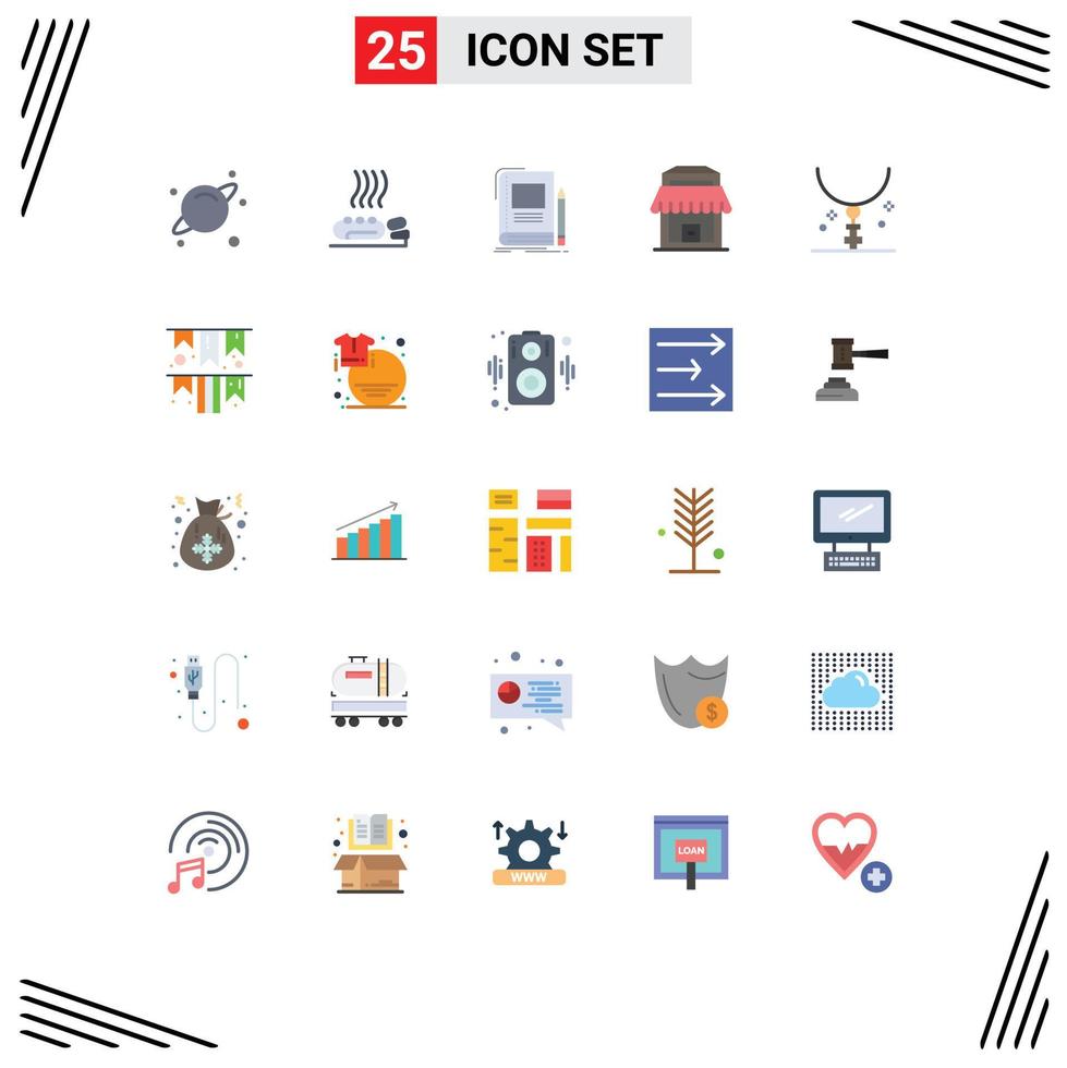 Mobile Interface Flat Color Set of 25 Pictograms of easter shop book real school Editable Vector Design Elements