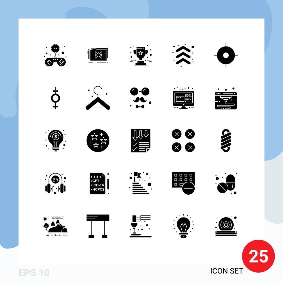 25 iconos creativos signos y símbolos modernos de ubicación dirección logro flecha arriba elementos de diseño vectorial editables vector