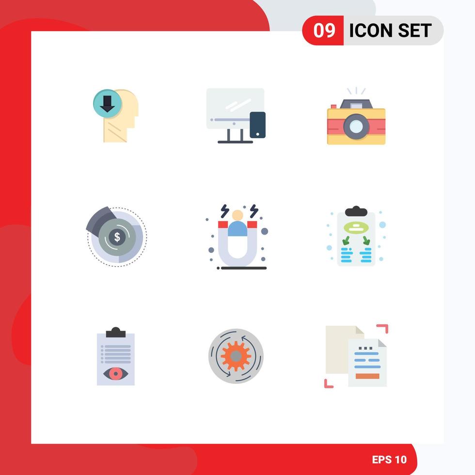 Pictogram Set of 9 Simple Flat Colors of financial budget imac balance photo Editable Vector Design Elements