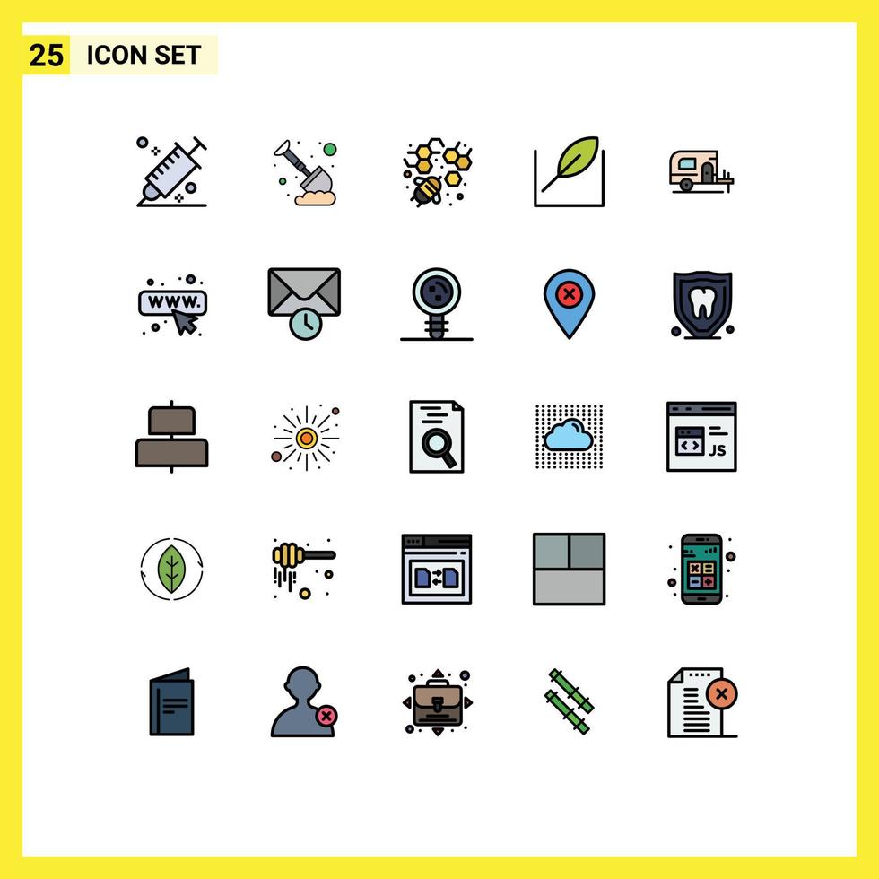 25 iconos creativos signos y símbolos modernos de elementos de diseño vectorial editables de hoja de árbol de minería de automóviles de primavera vector