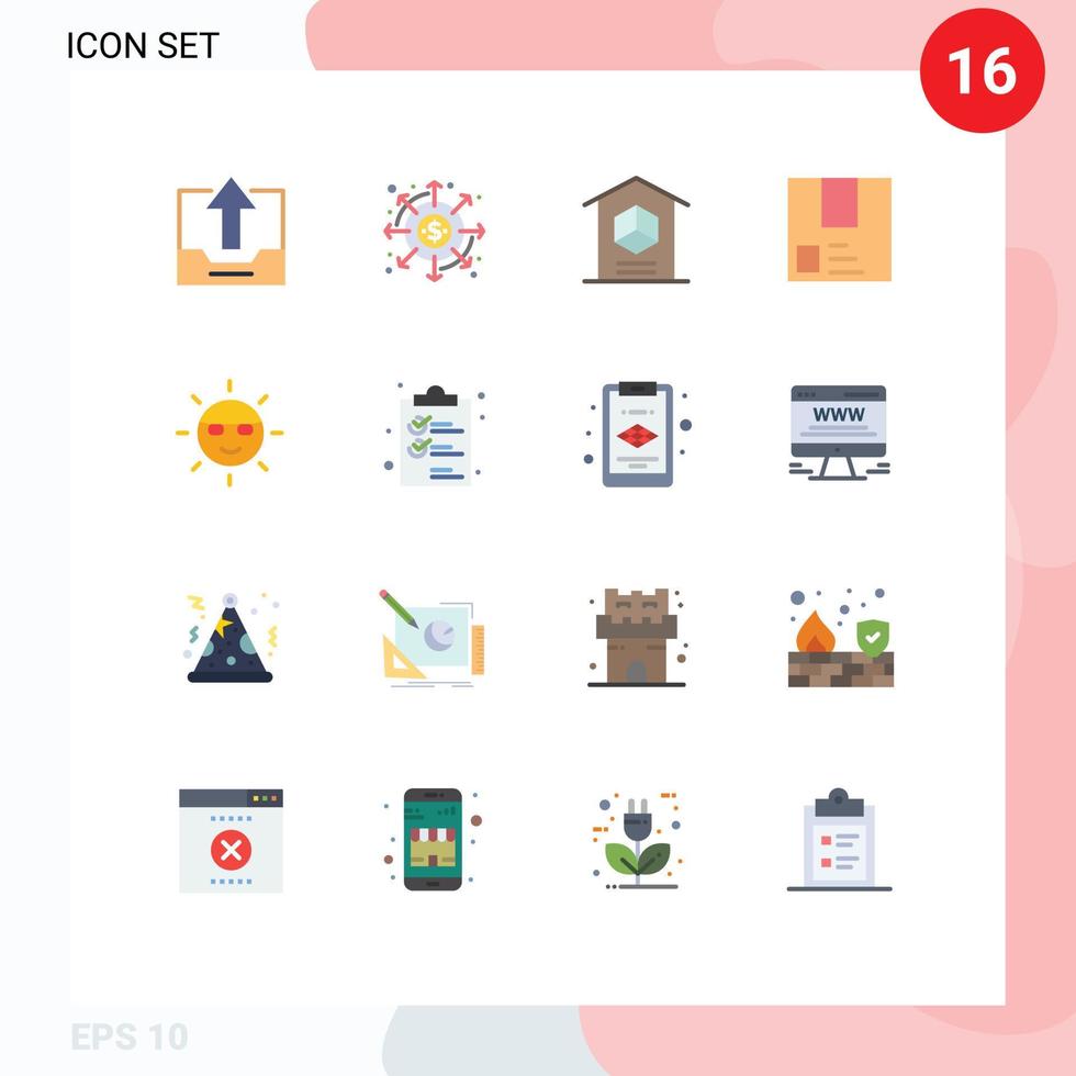 16 Thematic Vector Flat Colors and Editable Symbols of commerce deliver money stock logistic Editable Pack of Creative Vector Design Elements